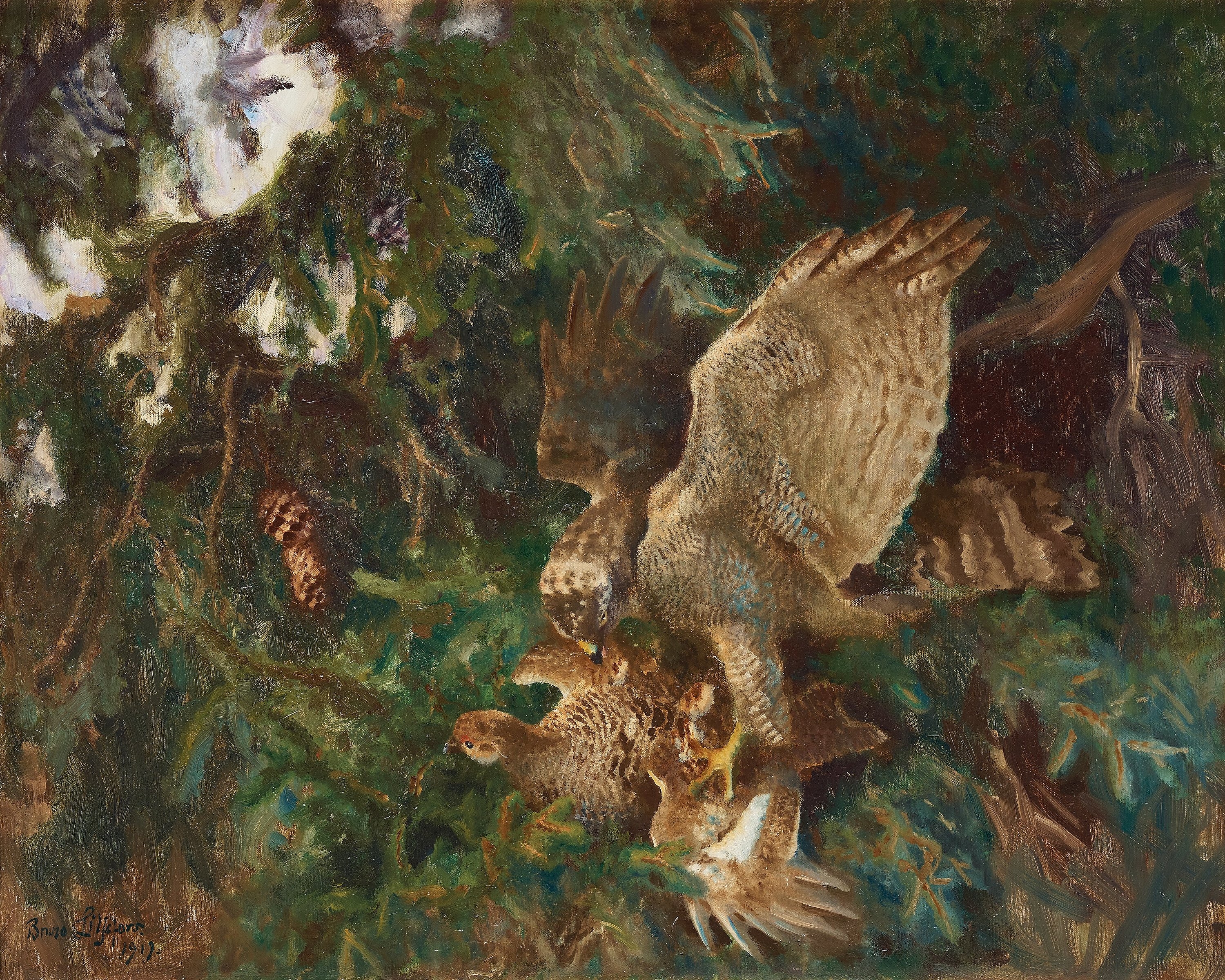 Artwork by Bruno Liljefors, Bird of Prey, Made of Oil on canvas