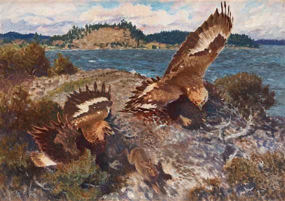 Western Capercaillies Courting by Bruno Liljefors, 1909