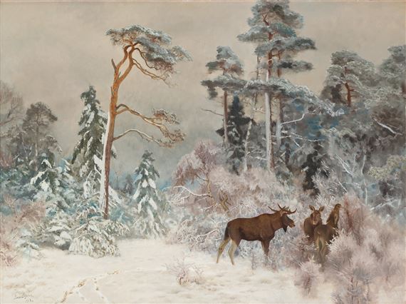 Winter Landscape with Moose