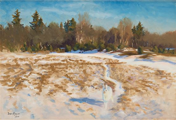 Winter Landscape with Hare by Bruno Liljefors, 1924