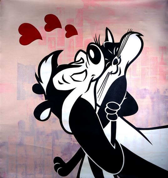 View Pepe Le Pew (2016) By Mirando Richard; spraypaint and stencil on unstr...