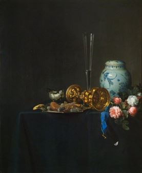 Simon Luttichuys: Still life with a golden goblet and roses - National Gallery Prague, Sternberg Palace