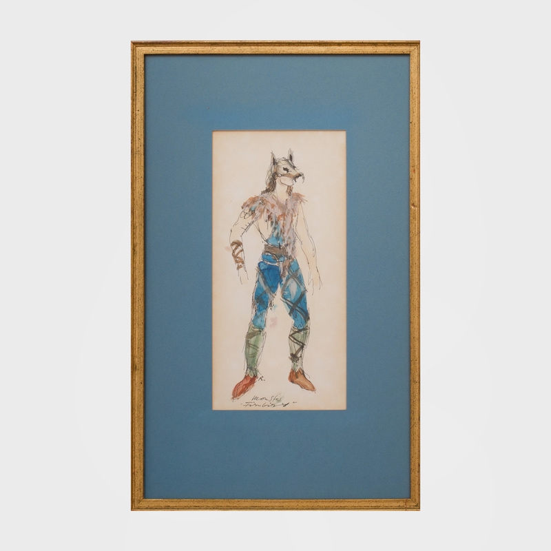 Artwork by Rouben Ter-Arutunian, 2 Works; Rimbaud, from Season in Hell; Monster, from Firebird, Made of ink and watercolor on paper