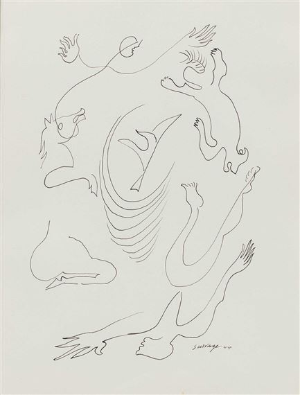Acrobates et cheval by Léopold Survage, 1944