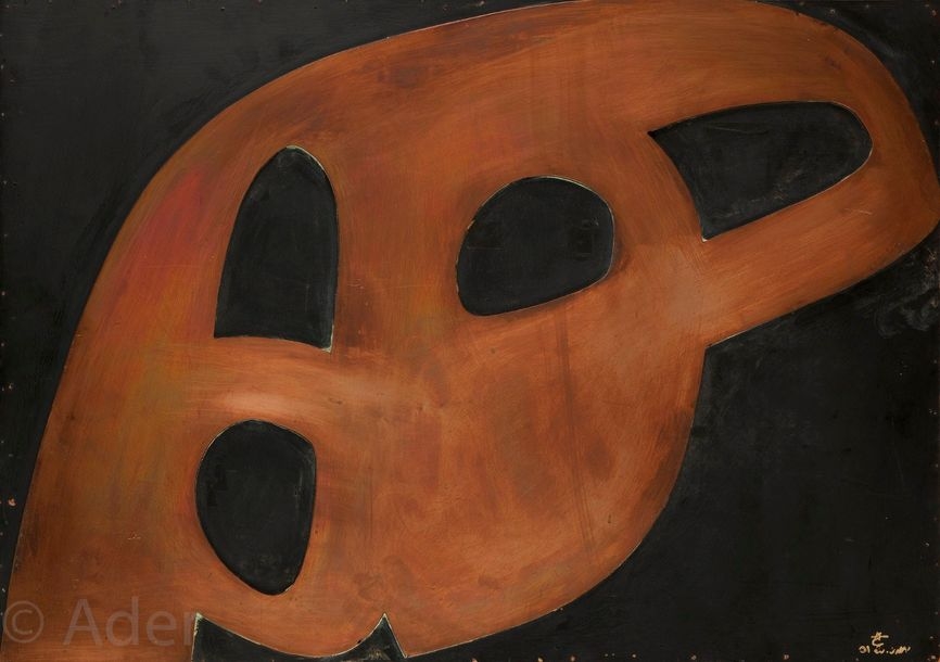 Artwork by Behzad Golpayegani, Letter, Made of Cut copper and paint on panel