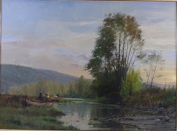 River landscape by Benito Sánchez Hidalgo