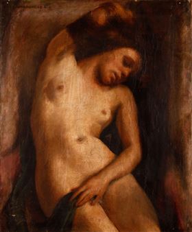 Nude with Drapery - Olga Petschacher