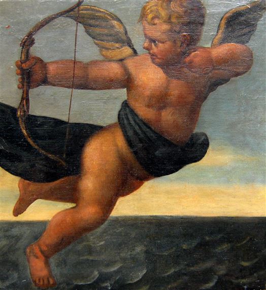 Cherub with Bow and Arrow by European School, 19th Century, 19th century-20th century
