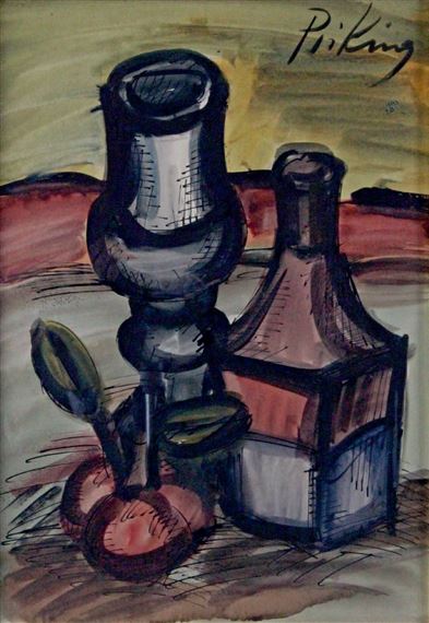 Franz Priking | Nature morte au bouquet de lys et à la tomate | MutualArt
