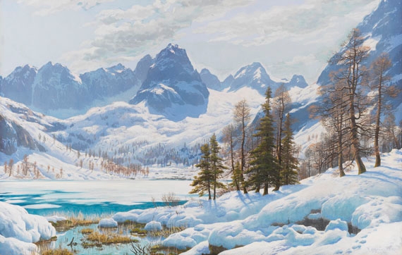 Artwork by Rudolf Reschreiter, Seebensee bei Ehrwald, Made of Gouache on firm board