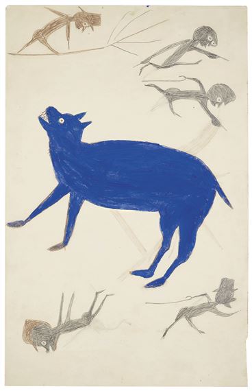 Blue Animal with Five Figures by Bill Traylor, 1939-1942, 1939-1942