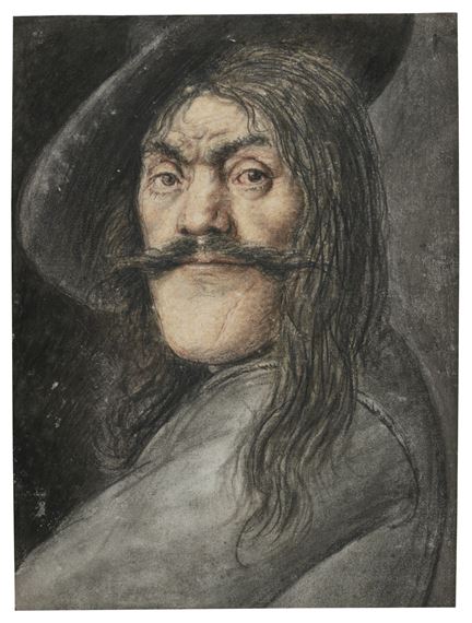 PORTRAIT OF A MOUSTACHIOED MAN WEARING A HAT by Nicolas Lagneau