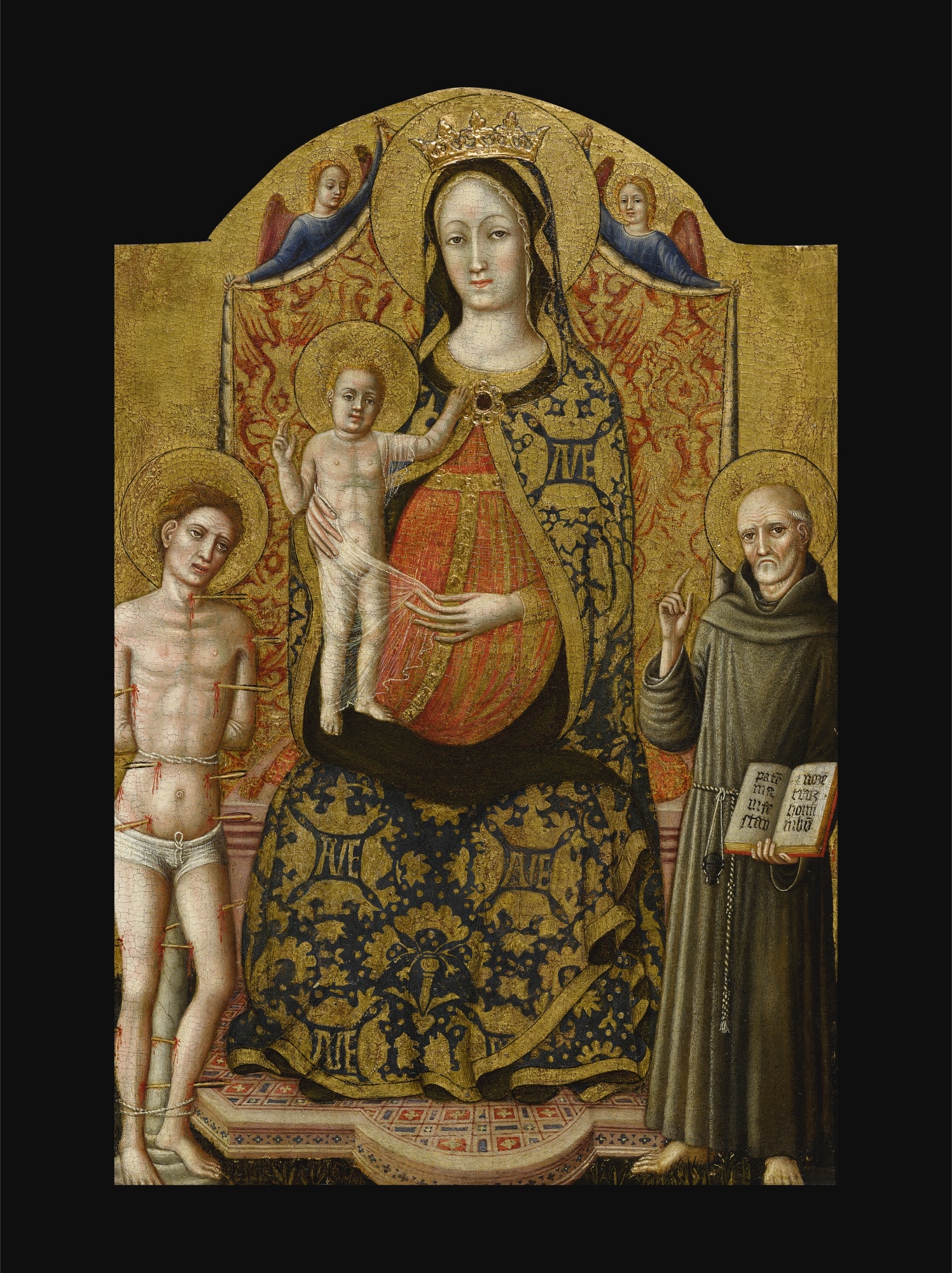 Master of Staffolo | MADONNA AND CHILD ENTHRONED WITH SAINT SEBASTIAN ...