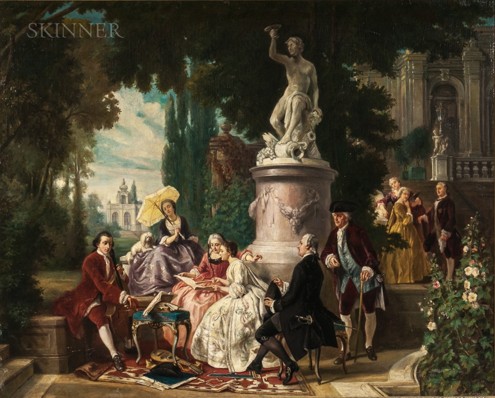 Artwork by Károly Ferenczy, Fête Champêtre, Made of Oil on canvas