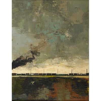 Martin Rolland | Two oils on canvas (both framed): one of a train and ...