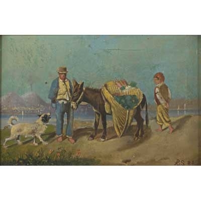 Artwork by A. L. P. Skilling, Neapolitan scene with figures, Made of Oil on canvas