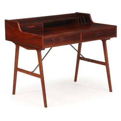 Arne Wahliversen Rosewood Desk With Two Drawers In Rail Top