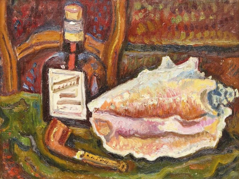 Artwork by Henri Liénard de Saint-Délis, Nature morte à la pipe, Made of Oil on canvas