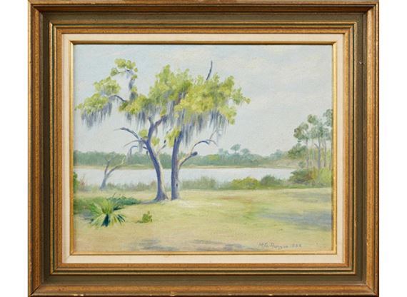 Moss Draped Trees Along the Water by Manuel Runyan, 1932