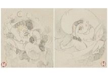 2 Works: Wind and Thunder Gods [Fujin-Raijin] by Seison Maeda