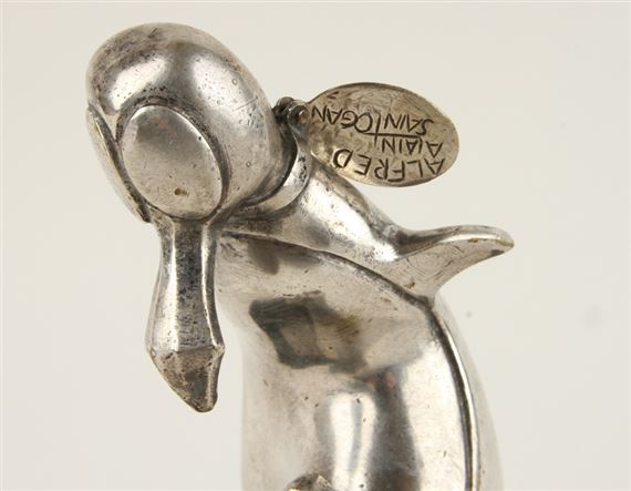 A silvered bronze automobile mascot of 
