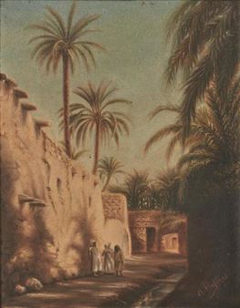 École orientaliste, personnages dans une ruelle - Albert Haffner