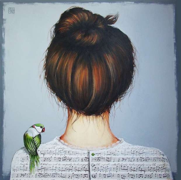 Artwork by Renata Magda, CHARMED IN A MELODY, Made of acrylic on canvas with elements of collage