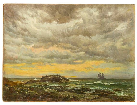 Stormy Day, coastal with ship