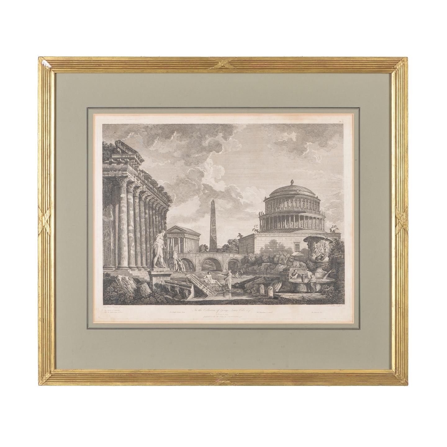 Artwork by Giovanni Paolo Pannini, SET OF FOUR 18TH CENTURY ENGRAVINGS OF ITALIAN ROMAN RUINS ENGRAVED BY JS MULLER, Made of engravings