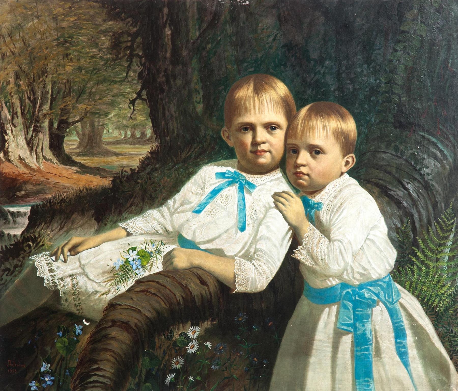 Artwork by John Antrobus, Two Children, Made of Oil on canvas