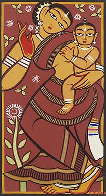 Untitled (Mother and Child) by Jamini Roy