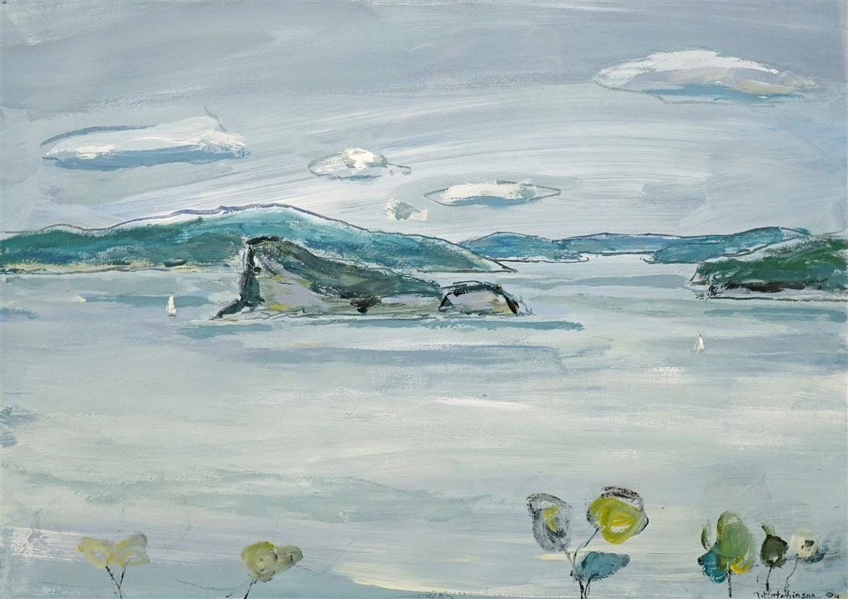 Artwork by Timothy Hutchinson, View of Lion Island, Made of oil on paper