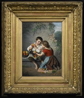 Zwei Kinder mit Äpfeln - Marie Adelaide Kindt