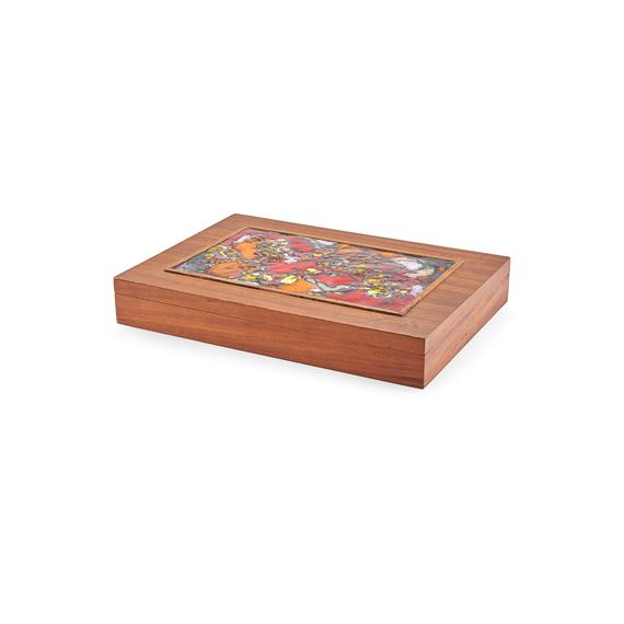 Large lidded box with decorative panel, California - Jean Goodwin Ames