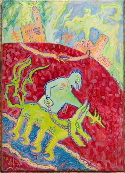 "Walk with a dog alongside our street" by Krzysztof Skarbek, 1985