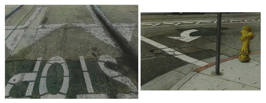 Artwork by Rick Dula, Two works: One Way Santa Cruz and San Francisco Hill, Made of lithographs in colors