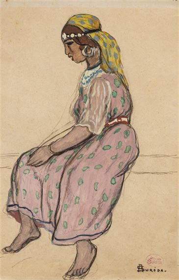 Jeune femme en rose by André Suréda