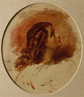 A profile portrait study of the head of a young lady - William M. Hay
