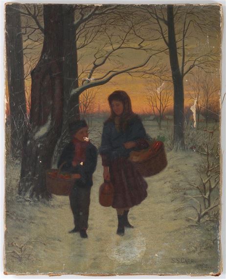 "Returning From the Village" by Samuel S. Carr, 1882