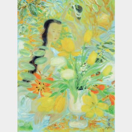 Lady with Flower by Lê Ph?