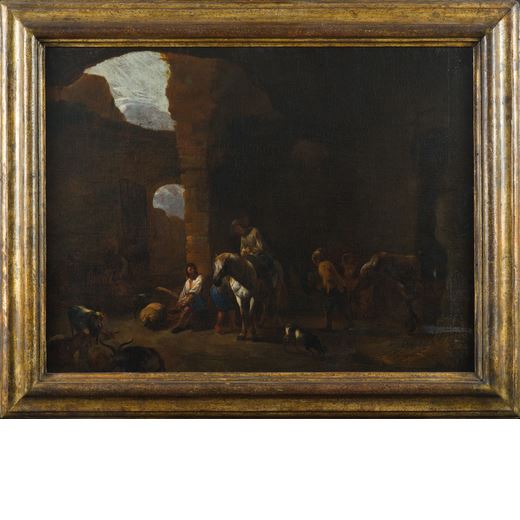 Scorcio di rovine con figure by Hendrick Verschuring
