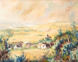 Artwork by Michel Pernes, Vue de Santenay, Made of Oil on canvas