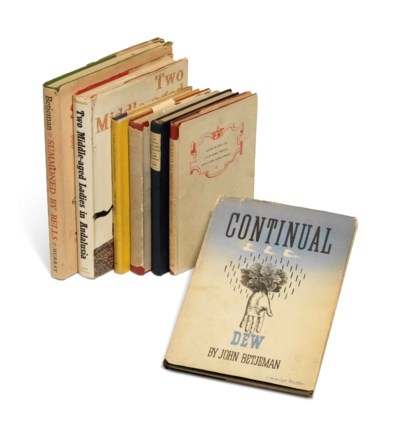 Artwork by John Betjeman, Continual Dew, Made of Printed mostly on pale blue paper, the 8 central pages printed in red and black on white India paper