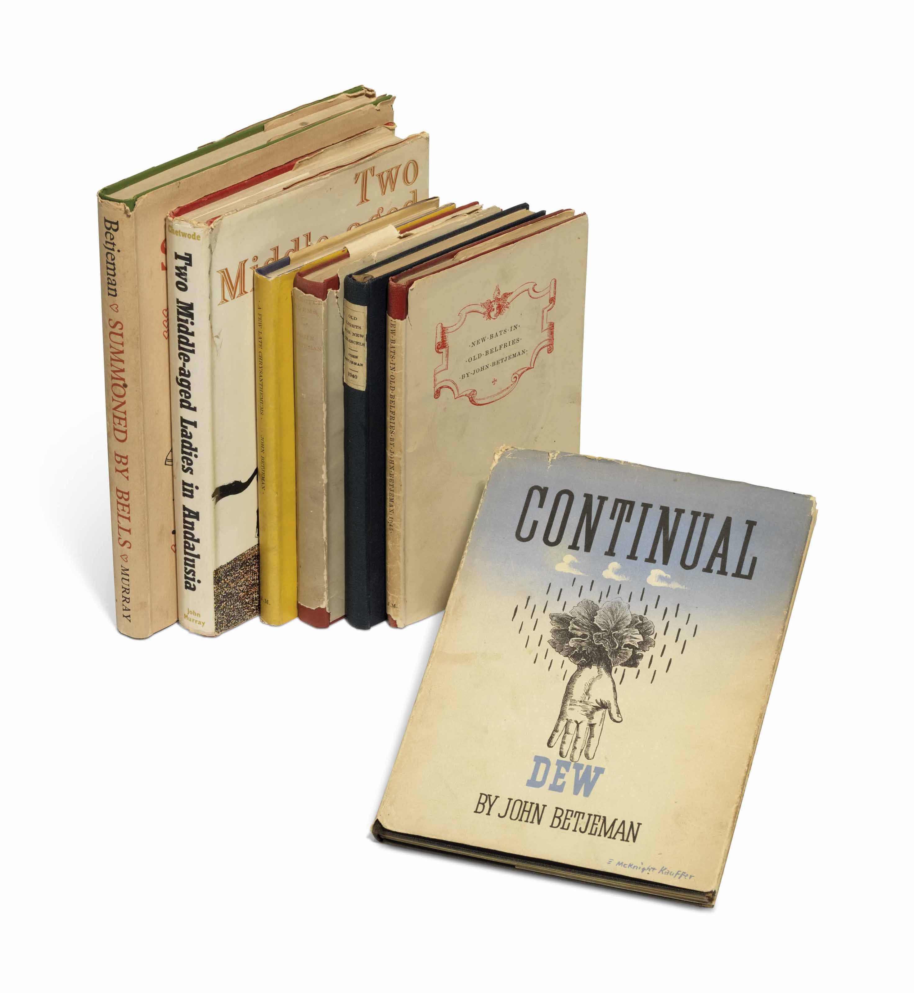 Artwork by John Betjeman, Continual Dew, Made of Printed mostly on pale blue paper, the 8 central pages printed in red and black on white India paper