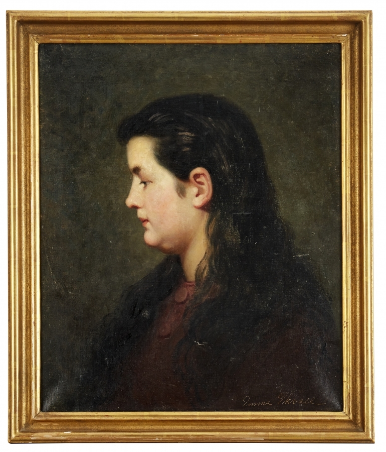 Artwork by Emma Ekwall, Porträtt av kvinna i profil, Made of Oil on canvas