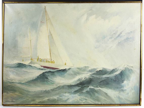 Sailboat on Rough Seas by James Mitchell