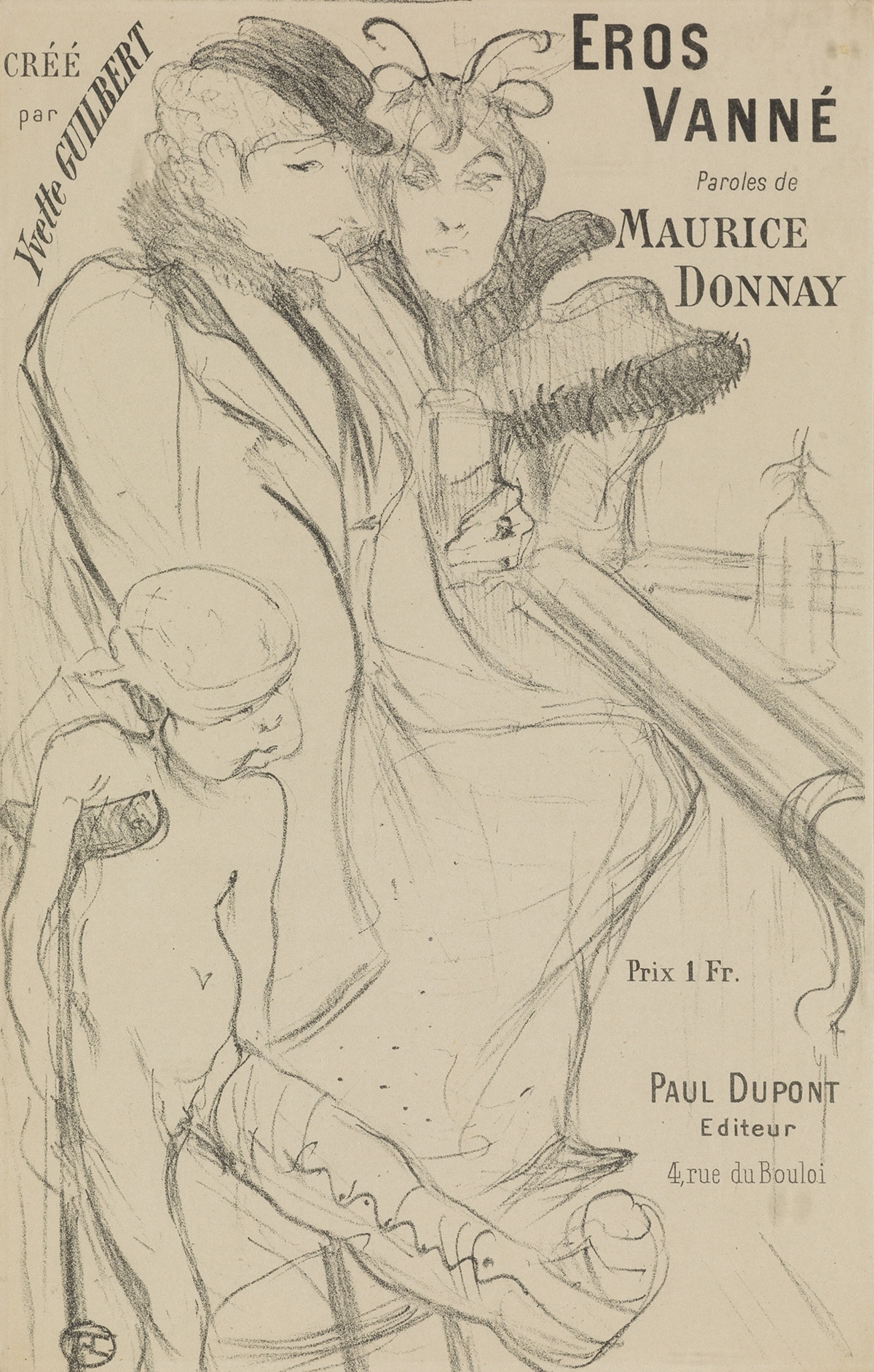 EROS VANNÉ. Sheet music by Henri de Toulouse-Lautrec, 1894