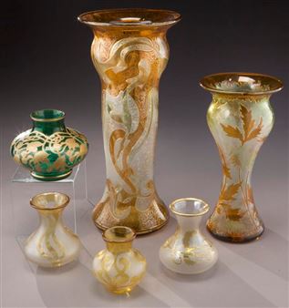 (6) Signed Honesdale glass vases - Honesdale Glass Works