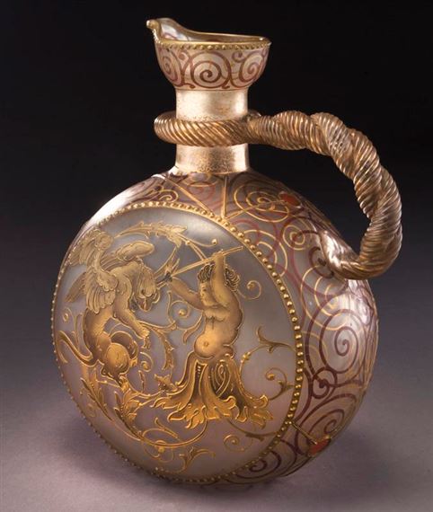 Mt. Washington Royal Flemish handled ewer by Mount Washington Glass, Circa - 1890.
