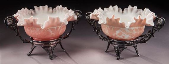 Pr. Mt. Washington pink cameo bride's baskets